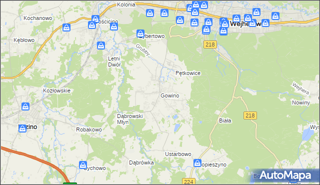 mapa Gowino, Gowino na mapie Targeo