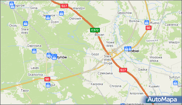 mapa Gózd gmina Kołbiel, Gózd gmina Kołbiel na mapie Targeo