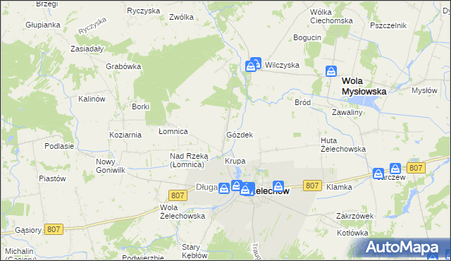 mapa Gózdek gmina Żelechów, Gózdek gmina Żelechów na mapie Targeo