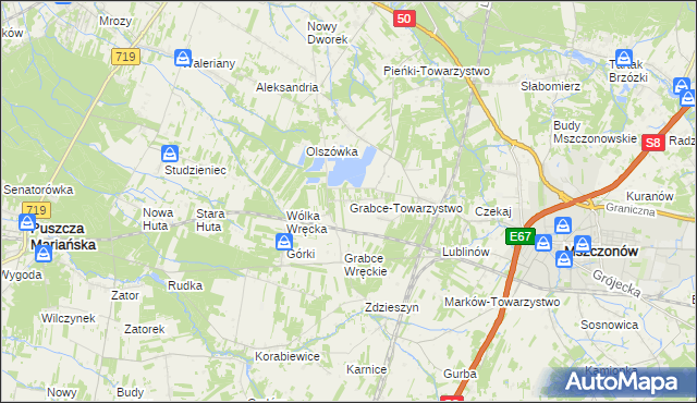 mapa Grabce-Towarzystwo, Grabce-Towarzystwo na mapie Targeo