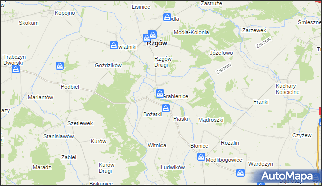 mapa Grabienice, Grabienice na mapie Targeo