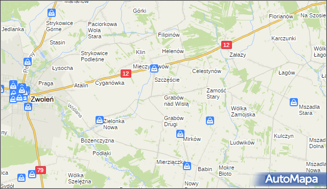 mapa Grabów nad Wisłą, Grabów nad Wisłą na mapie Targeo