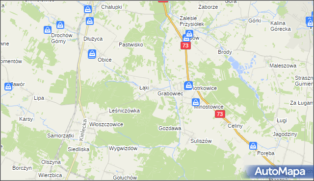 mapa Grabowiec gmina Chmielnik, Grabowiec gmina Chmielnik na mapie Targeo