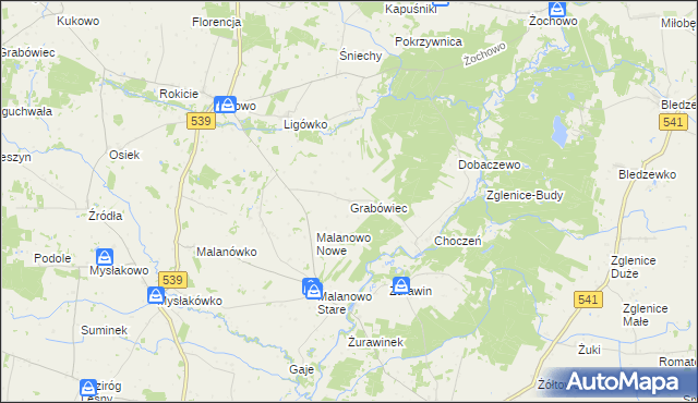 mapa Grabówiec gmina Mochowo, Grabówiec gmina Mochowo na mapie Targeo