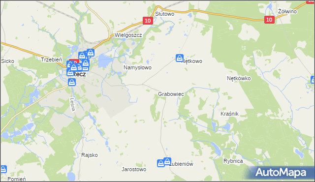 mapa Grabowiec gmina Recz, Grabowiec gmina Recz na mapie Targeo