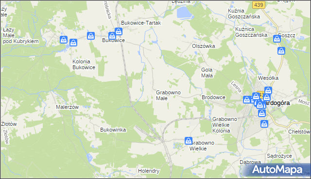 mapa Grabowno Małe, Grabowno Małe na mapie Targeo