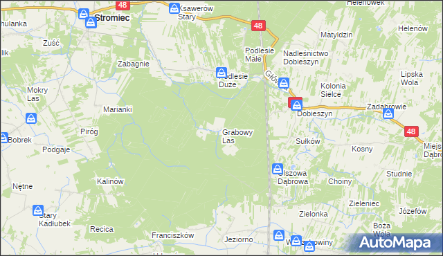 mapa Grabowy Las, Grabowy Las na mapie Targeo