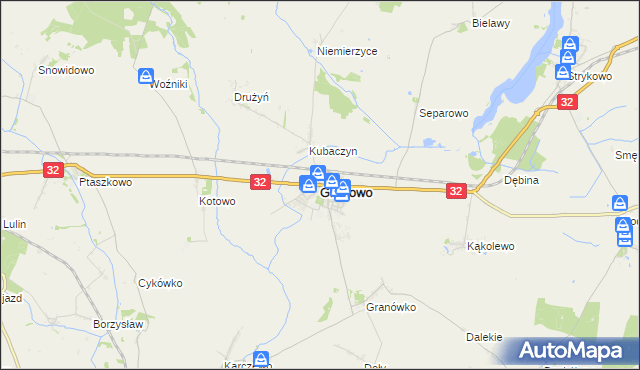 mapa Granowo powiat grodziski, Granowo powiat grodziski na mapie Targeo