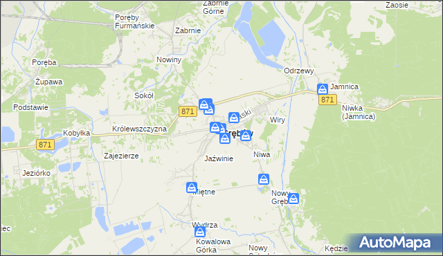 mapa Grębów powiat tarnobrzeski, Grębów powiat tarnobrzeski na mapie Targeo