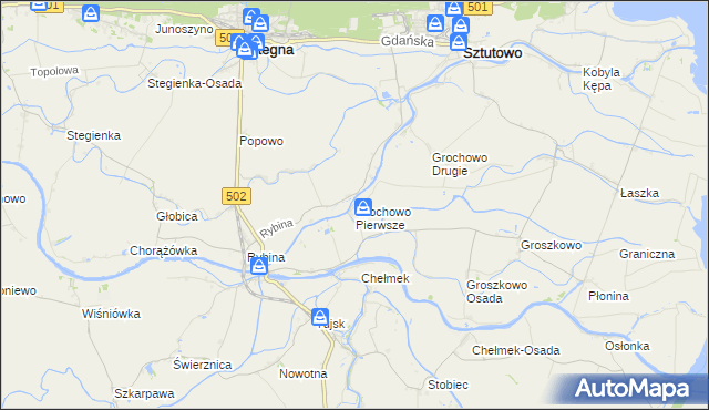 mapa Grochowo Pierwsze, Grochowo Pierwsze na mapie Targeo