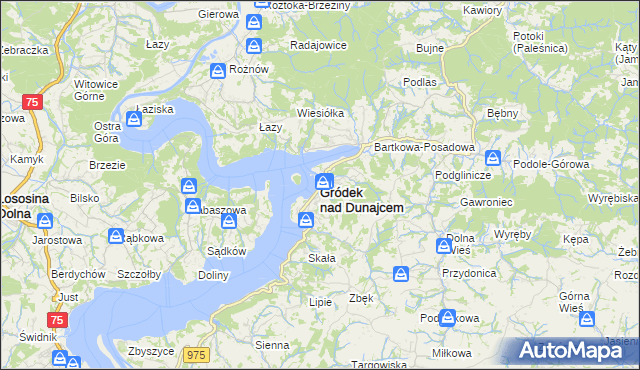 mapa Gródek nad Dunajcem, Gródek nad Dunajcem na mapie Targeo