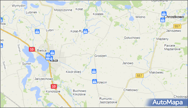 mapa Grodzeń, Grodzeń na mapie Targeo