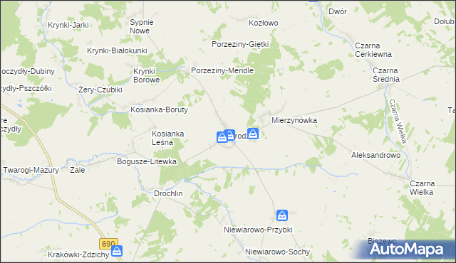 mapa Grodzisk powiat siemiatycki, Grodzisk powiat siemiatycki na mapie Targeo