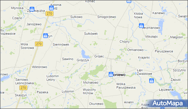 mapa Grójec gmina Boniewo, Grójec gmina Boniewo na mapie Targeo