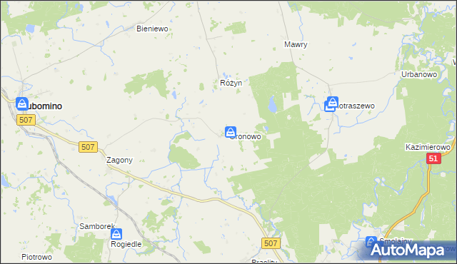 mapa Gronowo gmina Lubomino, Gronowo gmina Lubomino na mapie Targeo