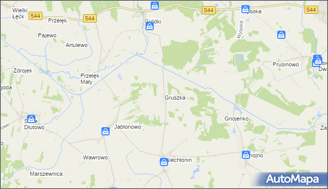 mapa Gruszka gmina Płośnica, Gruszka gmina Płośnica na mapie Targeo