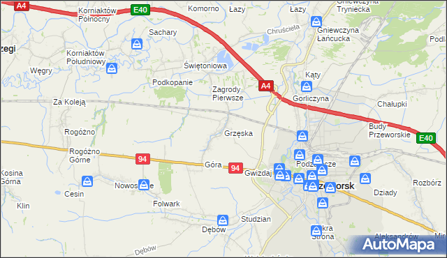 mapa Grzęska, Grzęska na mapie Targeo