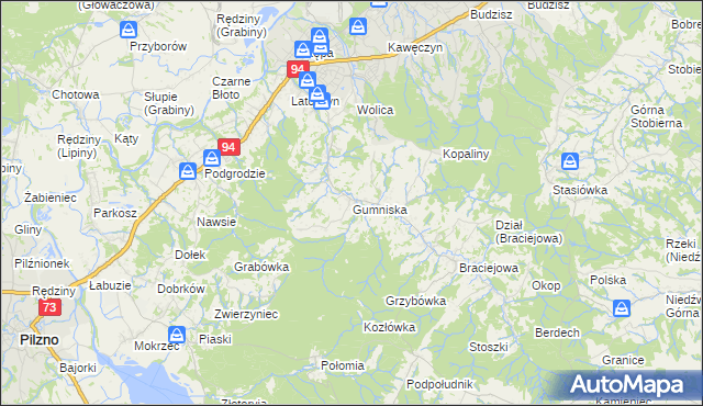 mapa Gumniska gmina Dębica, Gumniska gmina Dębica na mapie Targeo