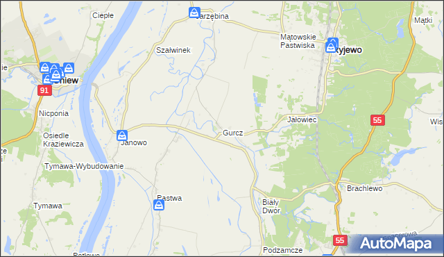 mapa Gurcz, Gurcz na mapie Targeo