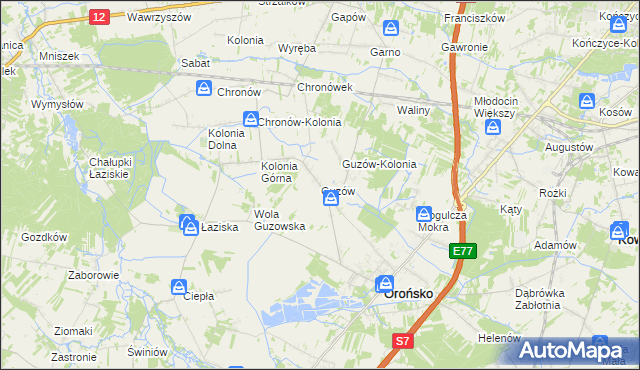 mapa Guzów gmina Orońsko, Guzów gmina Orońsko na mapie Targeo