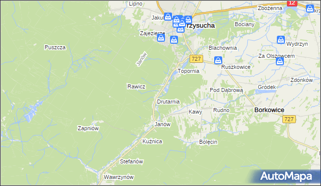 mapa Gwarek, Gwarek na mapie Targeo