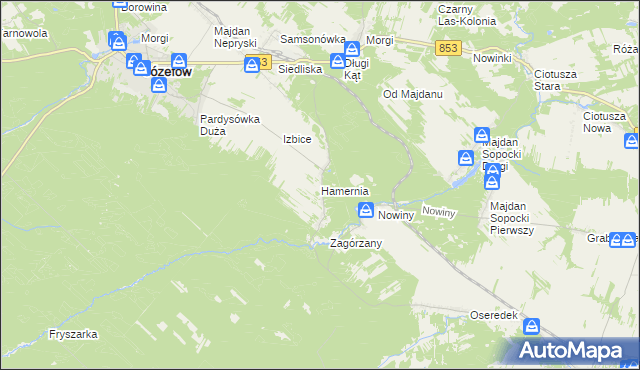 mapa Hamernia gmina Józefów, Hamernia gmina Józefów na mapie Targeo