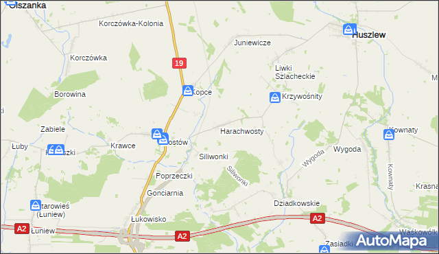 mapa Harachwosty, Harachwosty na mapie Targeo