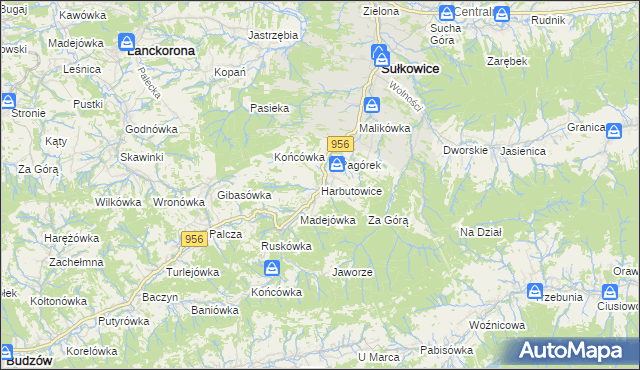 mapa Harbutowice gmina Sułkowice, Harbutowice gmina Sułkowice na mapie Targeo