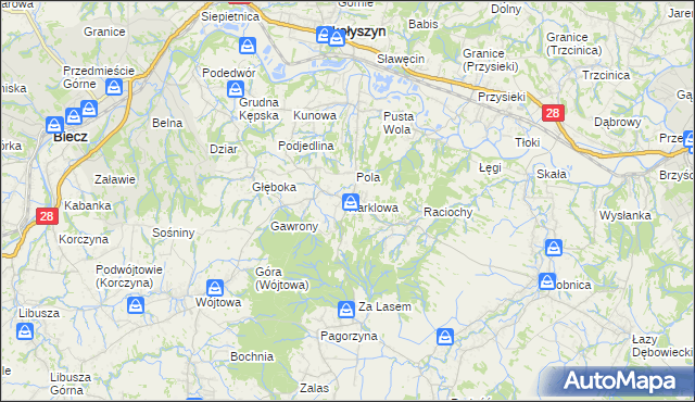 mapa Harklowa gmina Skołyszyn, Harklowa gmina Skołyszyn na mapie Targeo