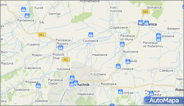 mapa Hawłowice, Hawłowice na mapie Targeo