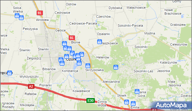 mapa Helenów gmina Ozorków, Helenów gmina Ozorków na mapie Targeo