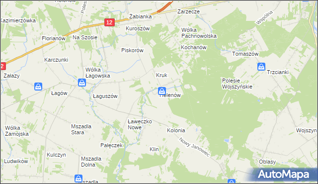 mapa Helenów gmina Przyłęk, Helenów gmina Przyłęk na mapie Targeo