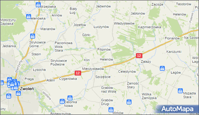 mapa Helenów gmina Zwoleń, Helenów gmina Zwoleń na mapie Targeo