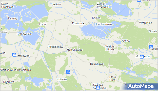 mapa Henrykowice Gajówka, Henrykowice Gajówka na mapie Targeo
