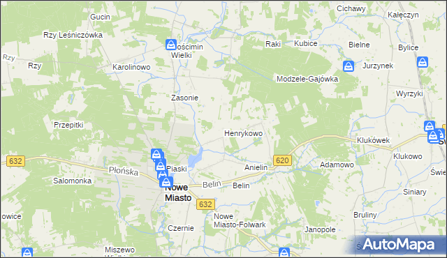 mapa Henrykowo gmina Nowe Miasto, Henrykowo gmina Nowe Miasto na mapie Targeo