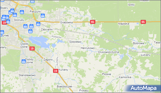 mapa Henrykowo gmina Supraśl, Henrykowo gmina Supraśl na mapie Targeo