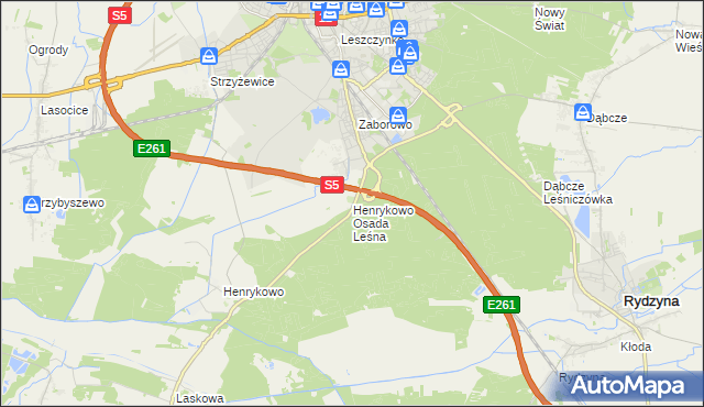 mapa Henrykowo Osada Leśna, Henrykowo Osada Leśna na mapie Targeo