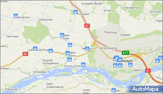 mapa Henrysin gmina Zakroczym, Henrysin gmina Zakroczym na mapie Targeo