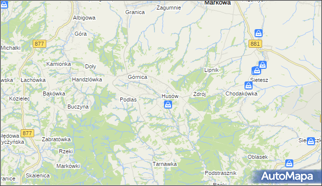mapa Husów, Husów na mapie Targeo