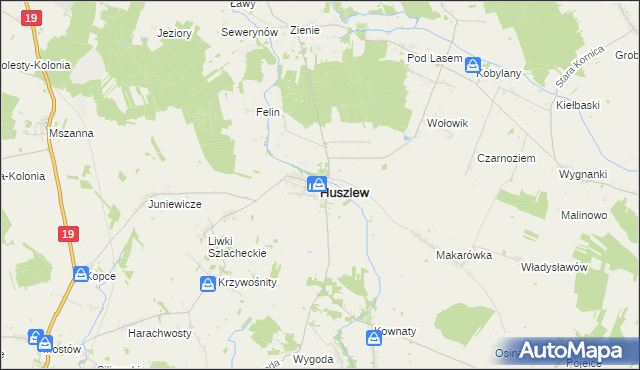 mapa Huszlew, Huszlew na mapie Targeo