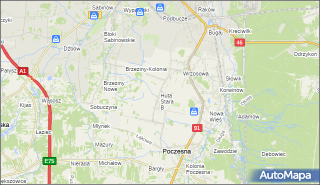 mapa Huta Stara B, Huta Stara B na mapie Targeo