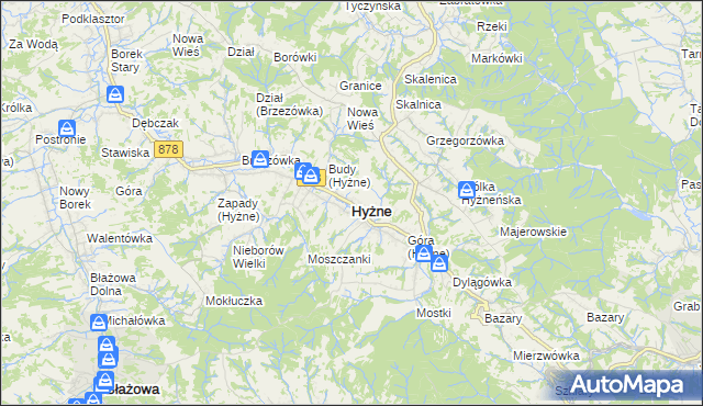 mapa Hyżne, Hyżne na mapie Targeo