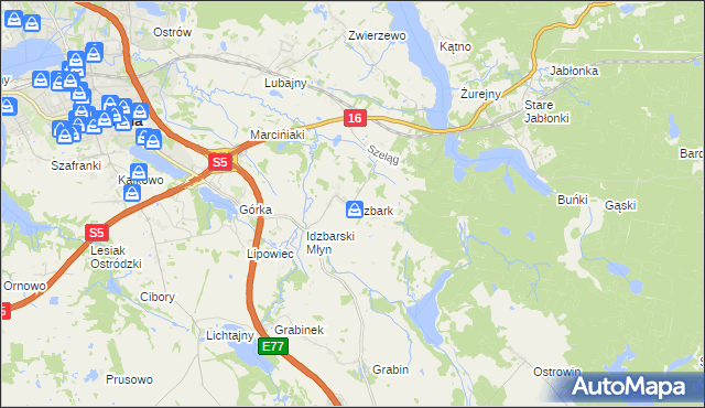 mapa Idzbark, Idzbark na mapie Targeo