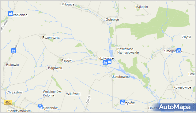 mapa Idzikowice gmina Wilków, Idzikowice gmina Wilków na mapie Targeo