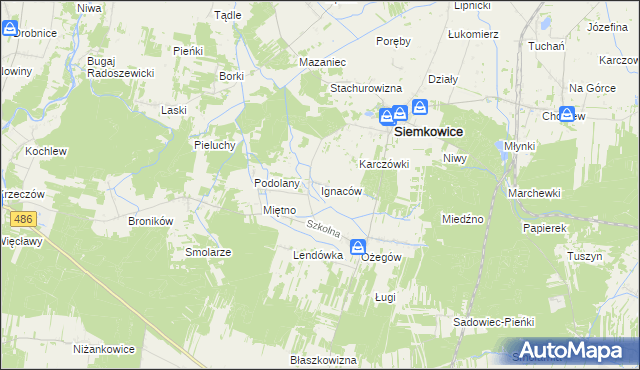 mapa Ignaców gmina Siemkowice, Ignaców gmina Siemkowice na mapie Targeo