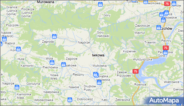 mapa Iwkowa, Iwkowa na mapie Targeo
