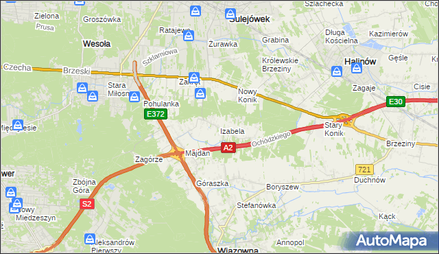 mapa Izabela gmina Wiązowna, Izabela gmina Wiązowna na mapie Targeo
