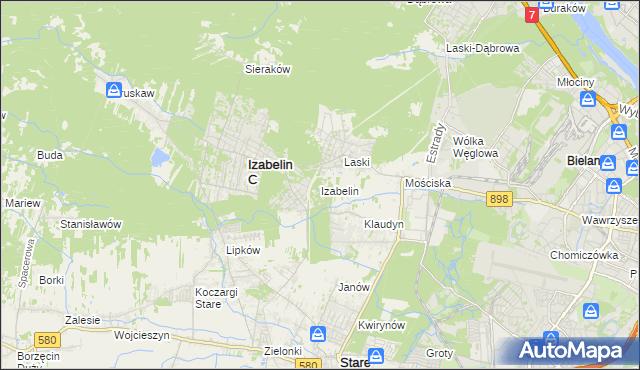 mapa Izabelin powiat warszawski zachodni, Izabelin powiat warszawski zachodni na mapie Targeo