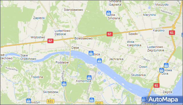 mapa Izbica gmina Serock, Izbica gmina Serock na mapie Targeo