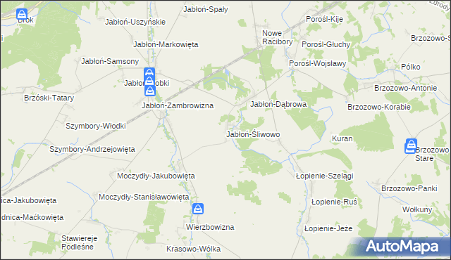 mapa Jabłoń-Śliwowo, Jabłoń-Śliwowo na mapie Targeo